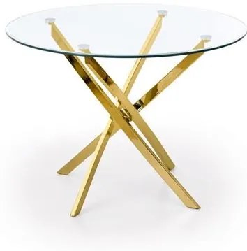 Masa rotunda sticla Raymond transparent/auriu ø100/h73 cm