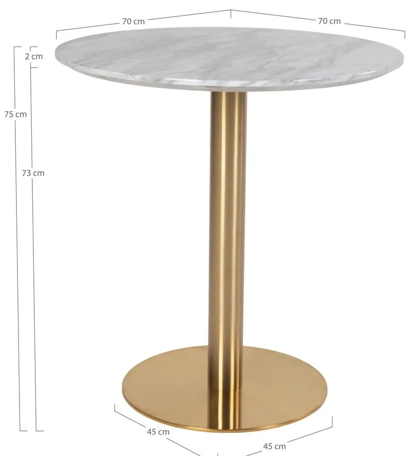 Masă de dining rotundă cu blat cu aspect de marmură ø 70 cm Bolzano – House Nordic