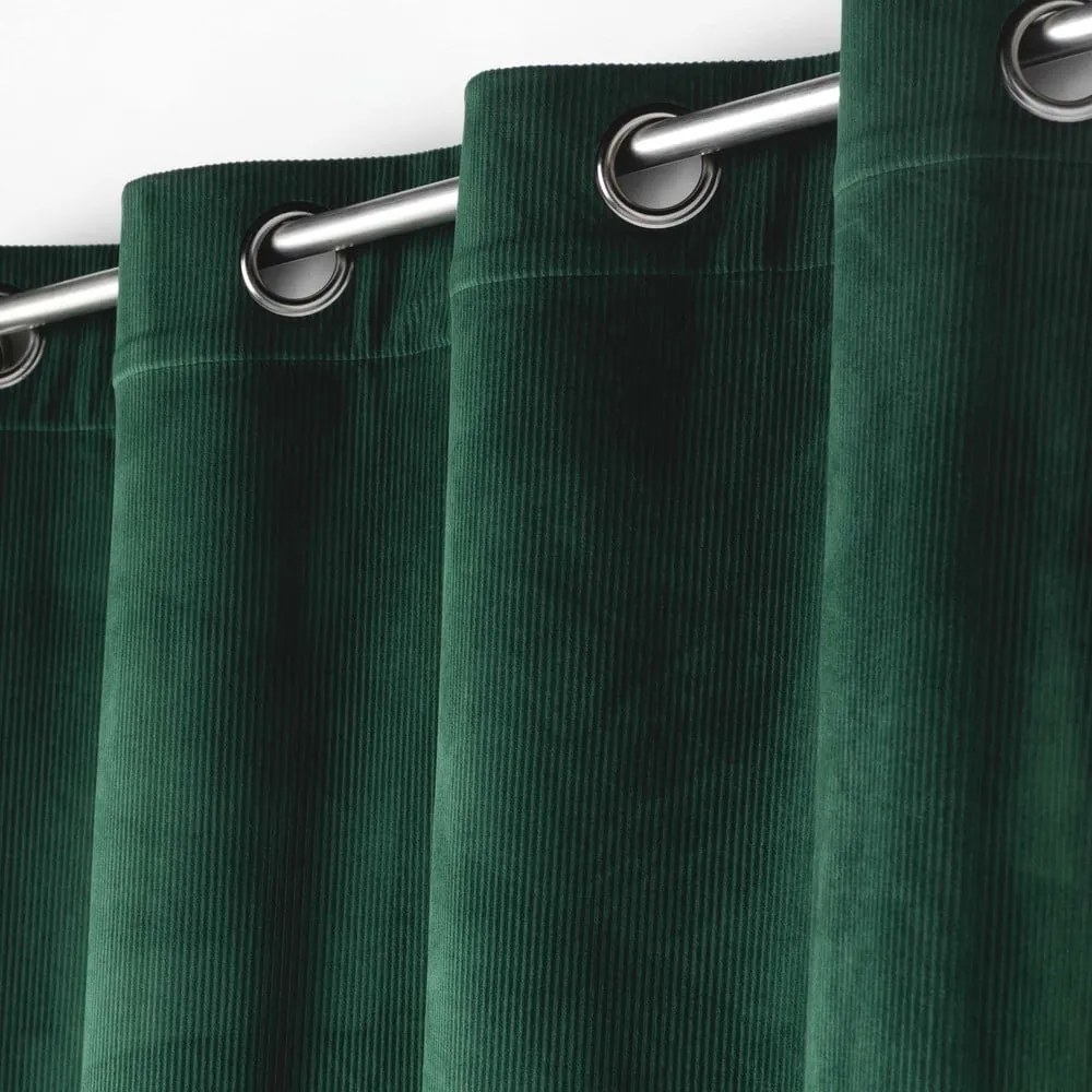 Draperie verde din catifea reiată 140x260 cm Casual – douceur d'intérieur