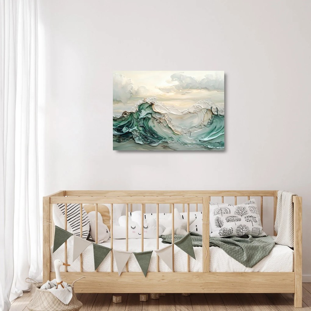 Tablou pe sticlă - Abstracție Marină 3D (70x50 cm)