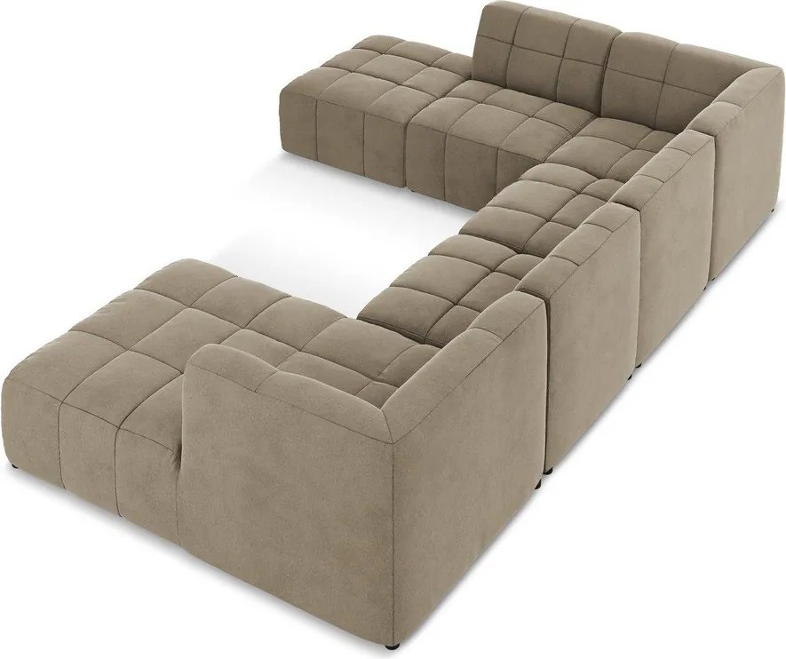 Colțar maro cu tapițerie din catifea (în formă de "U") Aloha – Makamii