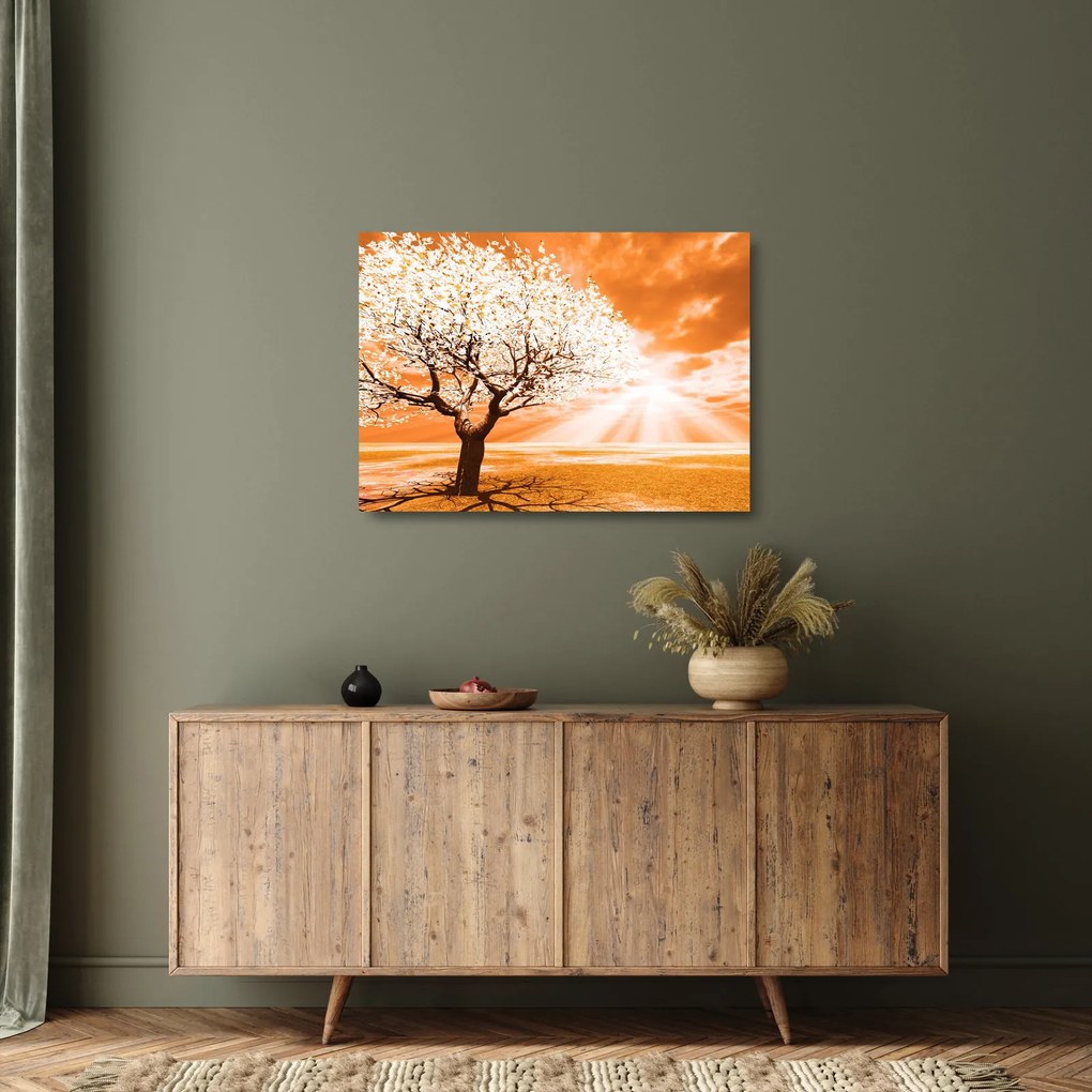 Tablou pe sticlă cu pomul portocaliu (70x50 cm)