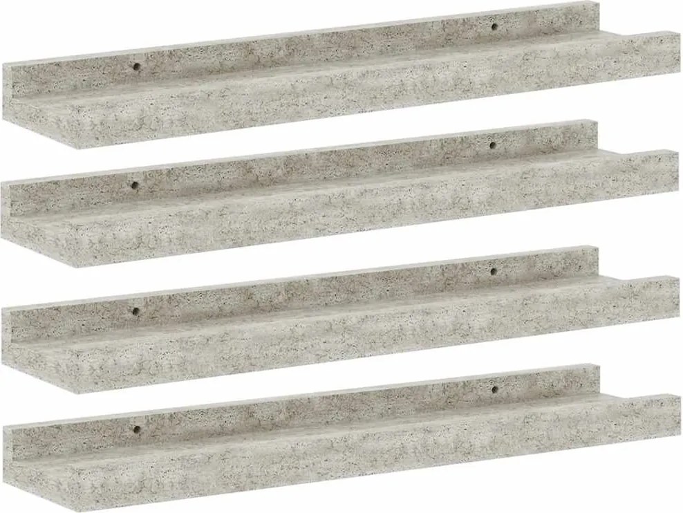 vidaXL Rafturi de perete, 4 buc., gri beton, 40x9x3 cm