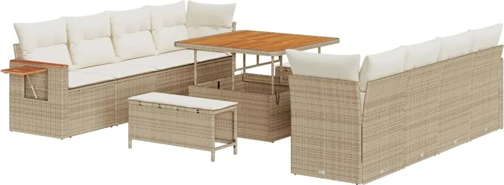 vidaXL Set de canapele pentru grădină cu pernă 11 pcs Bej și crem