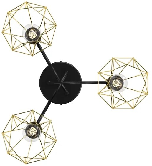 Lustră aplicată BERGEN 3xE27/60W/230V neagră/aurie