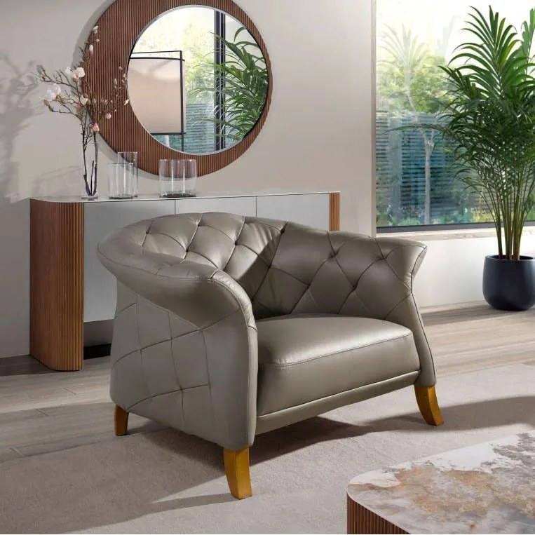 Fotoliu design LUX Chester Grey Leather