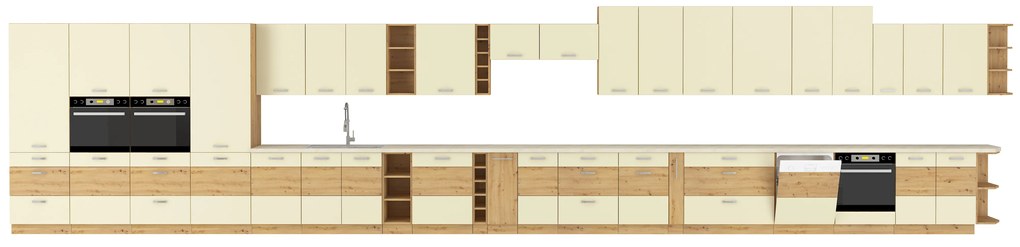 Bucătărie Arryn 260 cm (Stejar artisan + Crem). 1018230