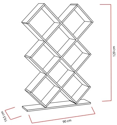 Bibliotecă KUMSAL 129x90 cm roșie