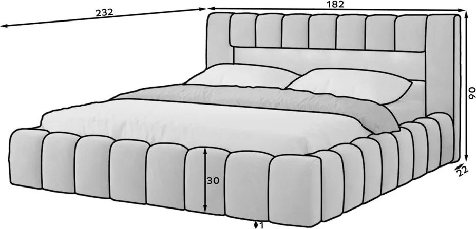 Pat matrimonial gri deschis tapițat cu spațiu de depozitare cu somieră 160x200 cm Lamica – ELTAP