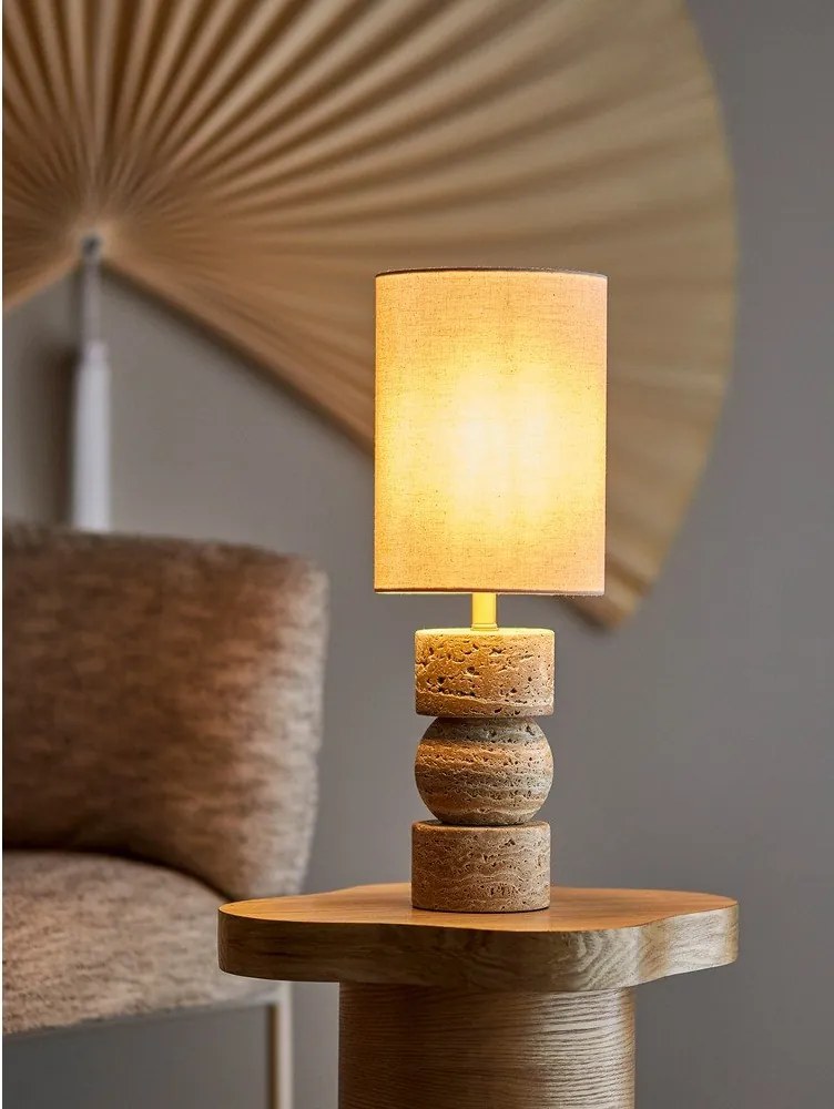 Veioză în culoare naturală din piatră cu abajur textil (înălțime 53 cm) Marci – Bloomingville