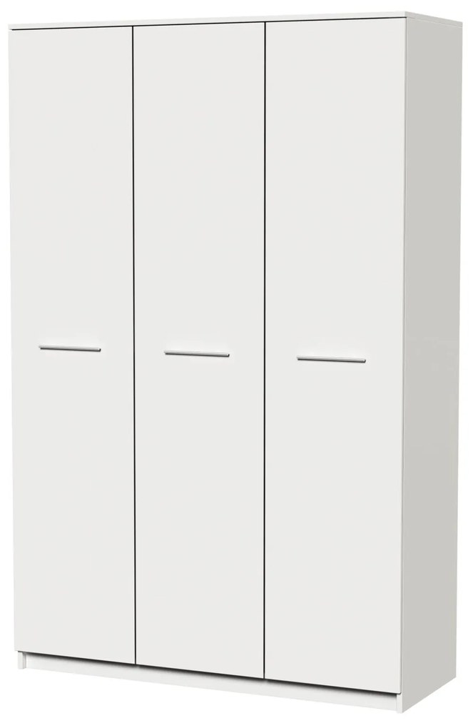 Dormitor Luiza 3U5P, culoare alb, cu pat standard 160 x 200 cm, dulap cu 3 usi, comoda si 2 noptiere