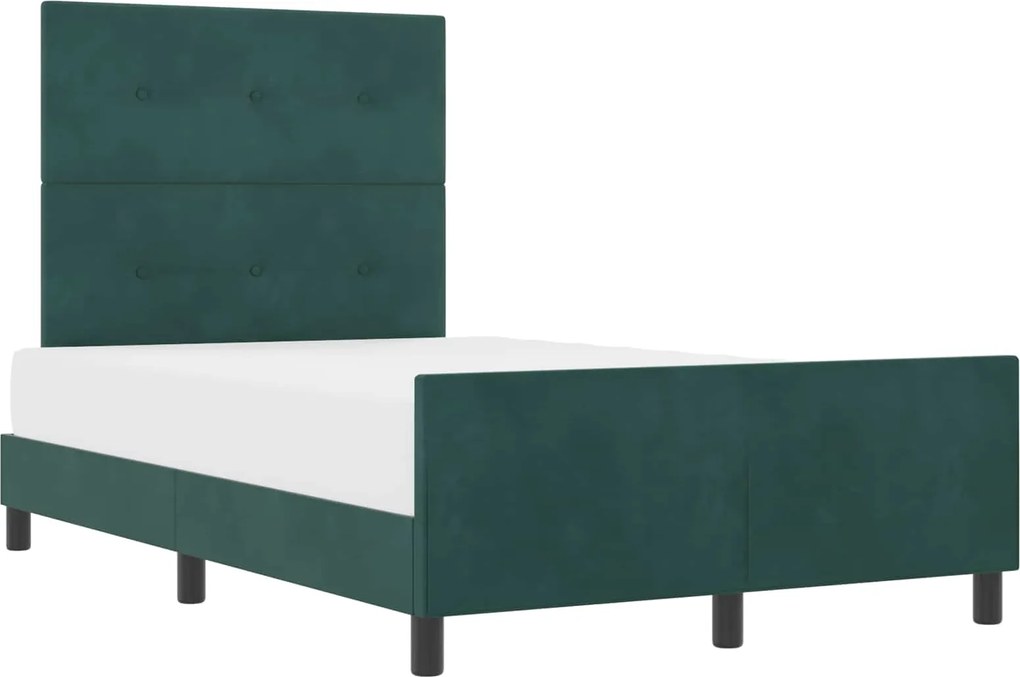 vidaXL Pat cu arcuri cu headboard Verde închis 120 x 200 cm Catifea