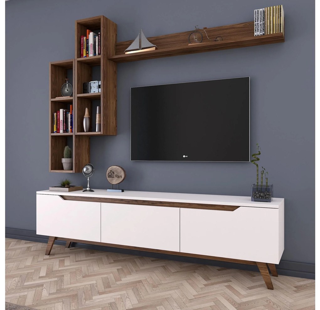 Mobilier living Mitevu 10 (alb + Nuc) . 1095672