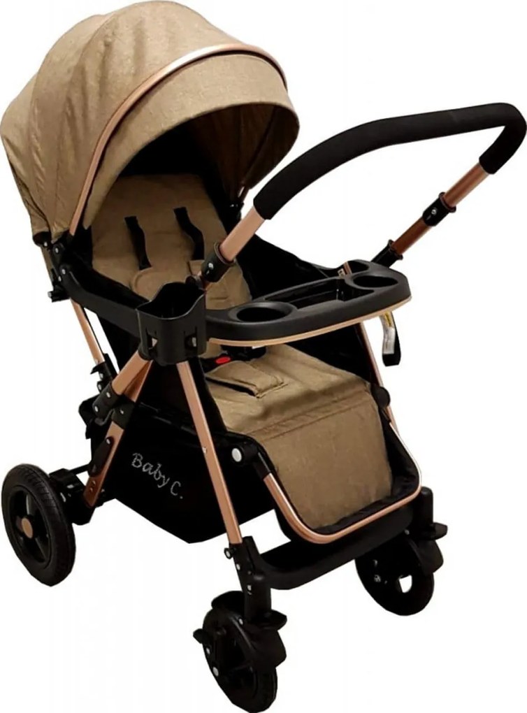 Carucior nou nascuti 2 in 1 BABY CARE™ PRO 511, Cadru aluminiu, Maner reversibil, Spatar reglabil in 5 trepte, Amortizoare, Plasa insecte, Frana
