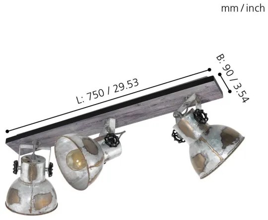 Eglo 49652 - Lampă spot BARNSTAPLE 3xE27/40W/230V