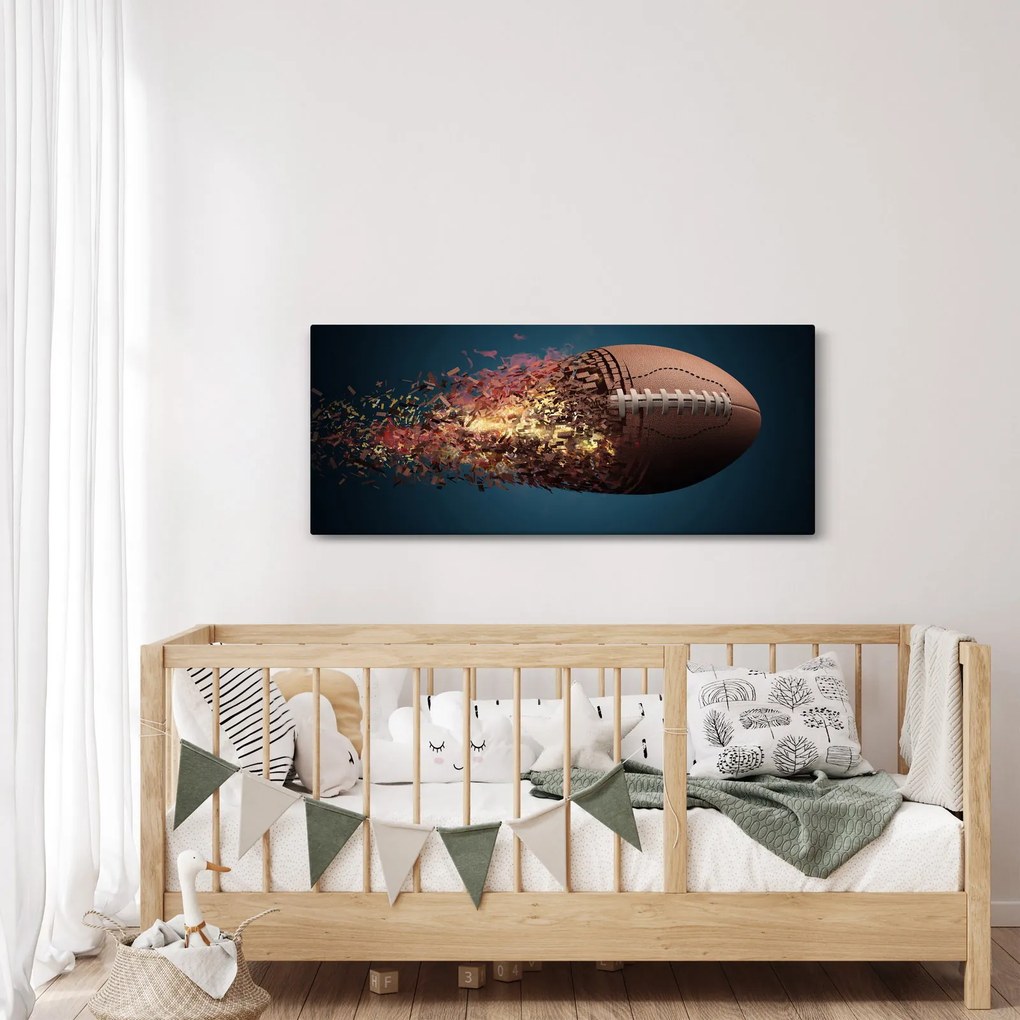Tablou - Minge de ruggby în acțiune (120x50 cm)