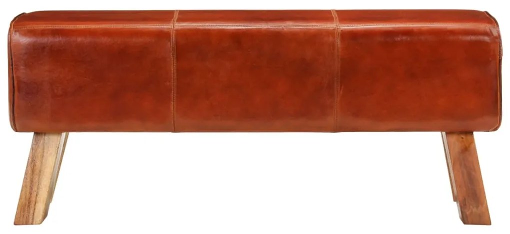 351102 vidaXL Bancă Bok gimnastică maro 110cm piele naturală/lemn masiv mango