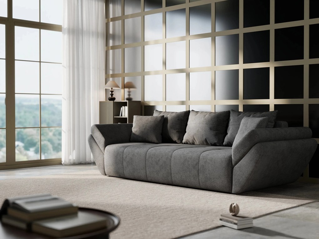 Canapea extensibilă dumonde cu ladă de depozitare si sezut confortabil din spuma high-density, Berlin Enjoy Kaki 250x100 cm