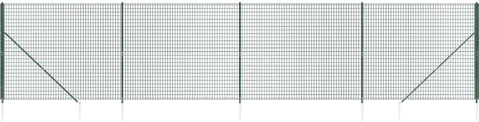 vidaXL Gard plasă de sârmă cu țăruși de fixare, verde, 1,4x10 m