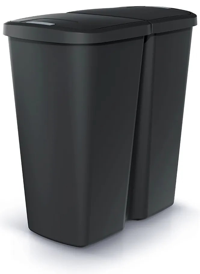 Coș de gunoi DUO negru, 45 l, negru