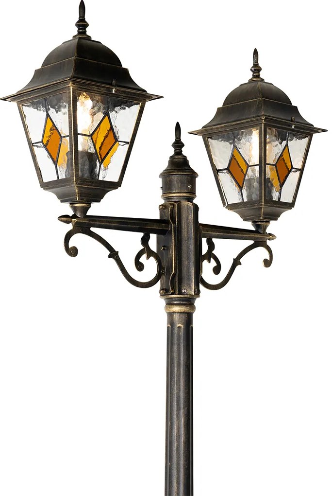 Lămpă de exterior vintage auriu antic 240 cm cu 2 lumini - Antigua