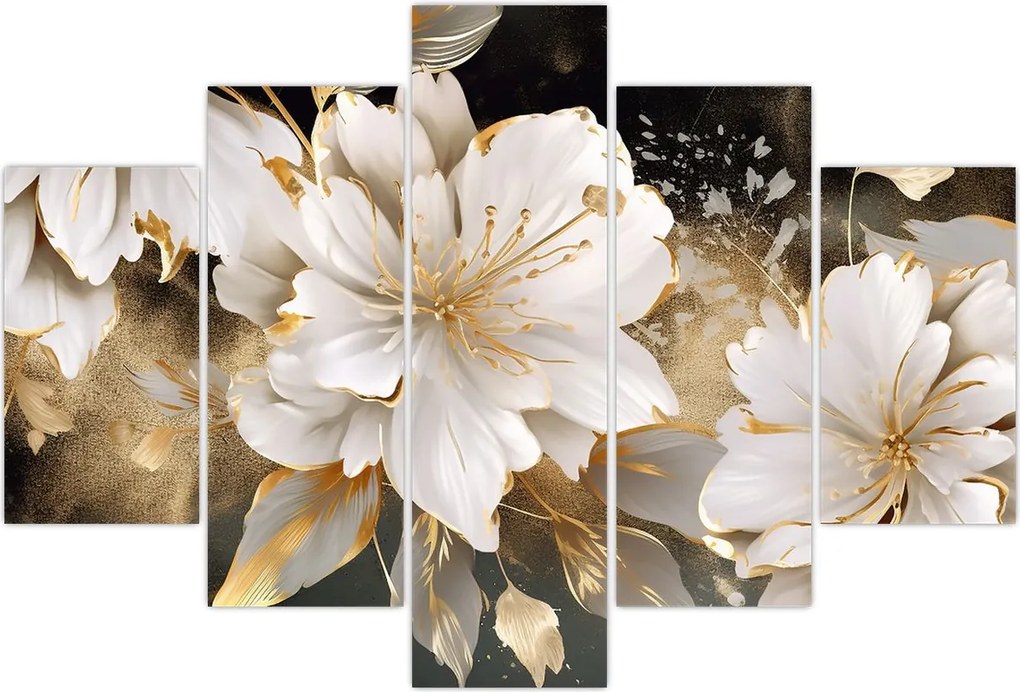 Tablou - Flori în aur (150x105 cm)