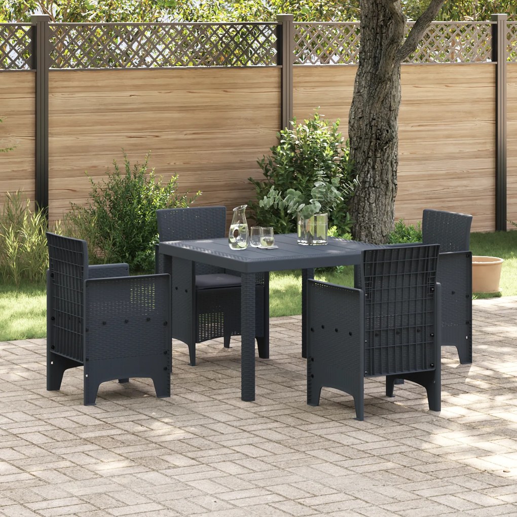 vidaXL Set de masă pentru grădină 5 pcs Antracit Ratan Polt