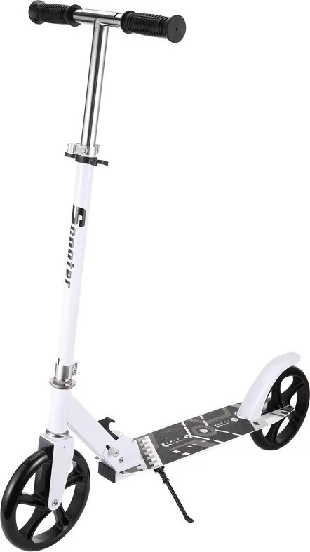 Trotineta copii si adolescenti NOVOKIDS™ Fusion EVO PRO, Maxim 100 kg, Functie Super Brake, Maner reglabil pe inaltime, Diametru roata 200 mm, Alb