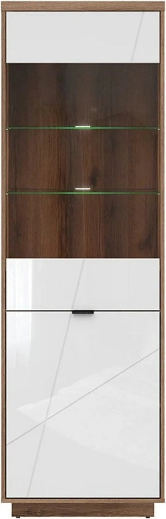 Vitrina FORN, nuc/alb lucios, PAL melaminat/sticla securizata, 64x43x2