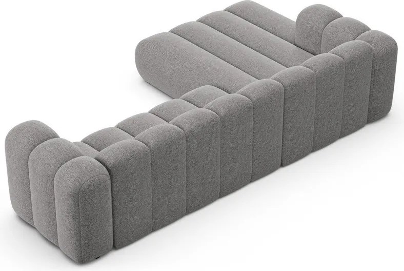 Colțar gri cu tapițerie din chenille (cu colț pe partea stângă/cu șezlong) Lupine – Micadoni