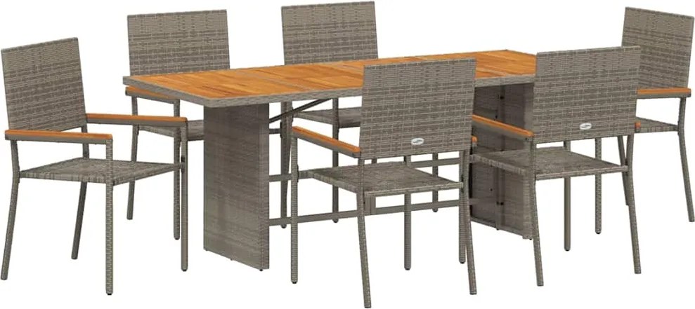 vidaXL Set de masă pentru grădină 7 pcs Gri poliratan