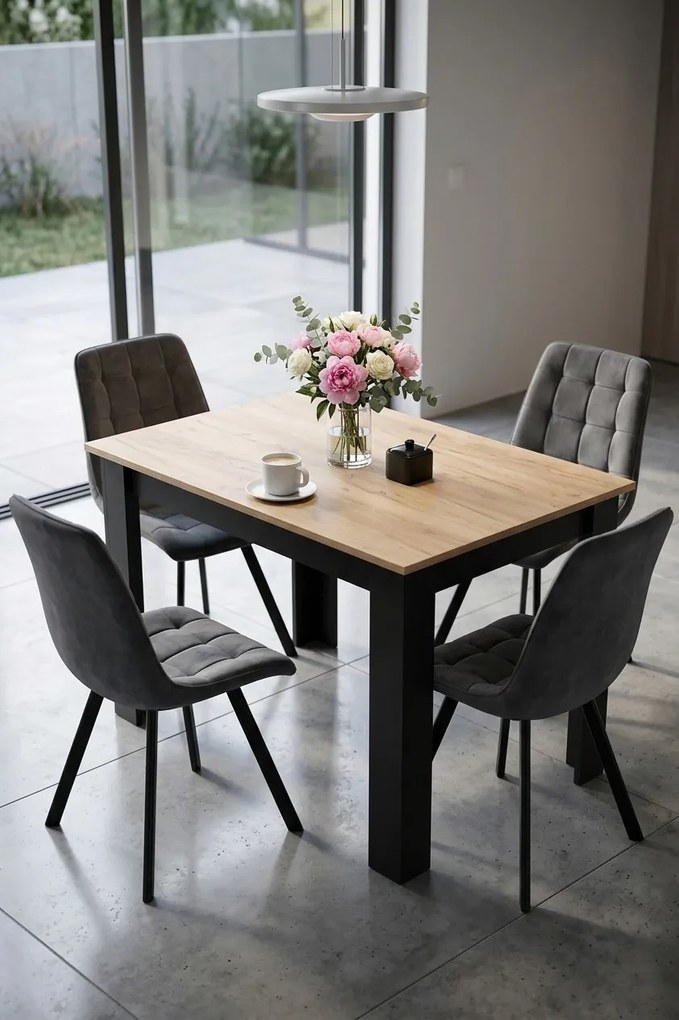 OFERTA Scaun de masa CIEZA VELVET cu picioare negre, gri inchis II. calitate