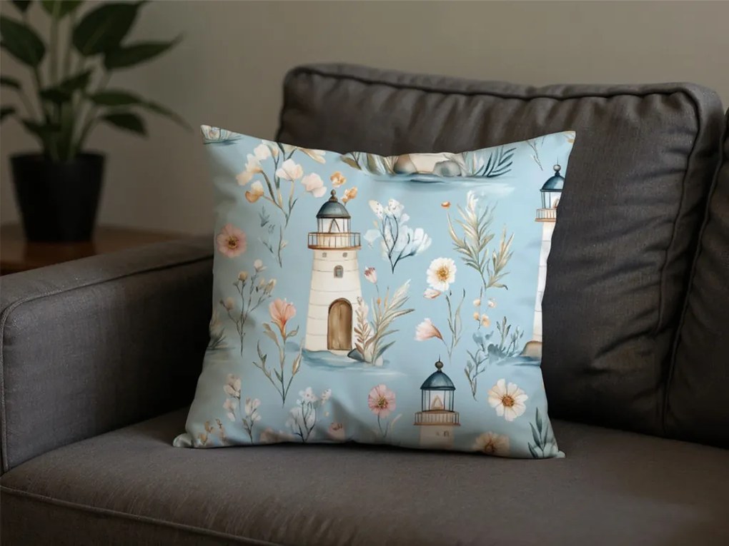 Fata de perna din bumbac LIGHTHOUSE POLY 45x45 cm, albastru
