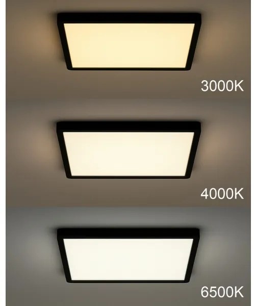 Plafonieră LED/40W/230V 3000/4000/6500K 50x50 cm neagră