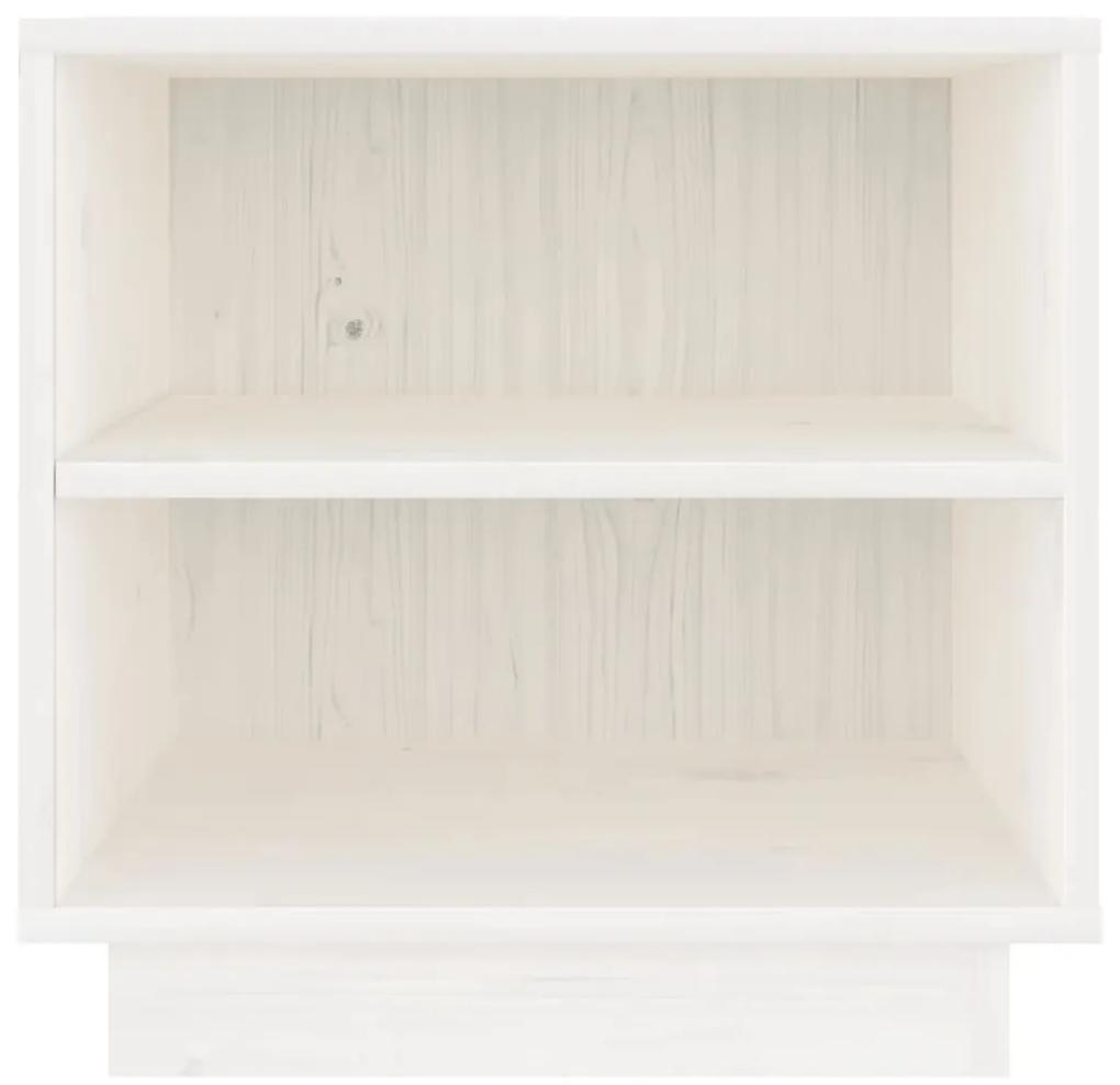 813327  Bedside Cabinet White 40x34x40 cm Solid Wood Pine 1, Alb