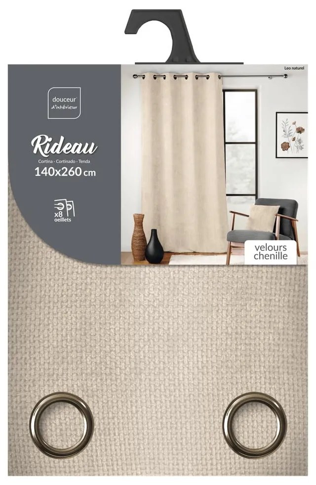 Draperie bej din janilie 140x260 cm Leo – douceur d'intérieur