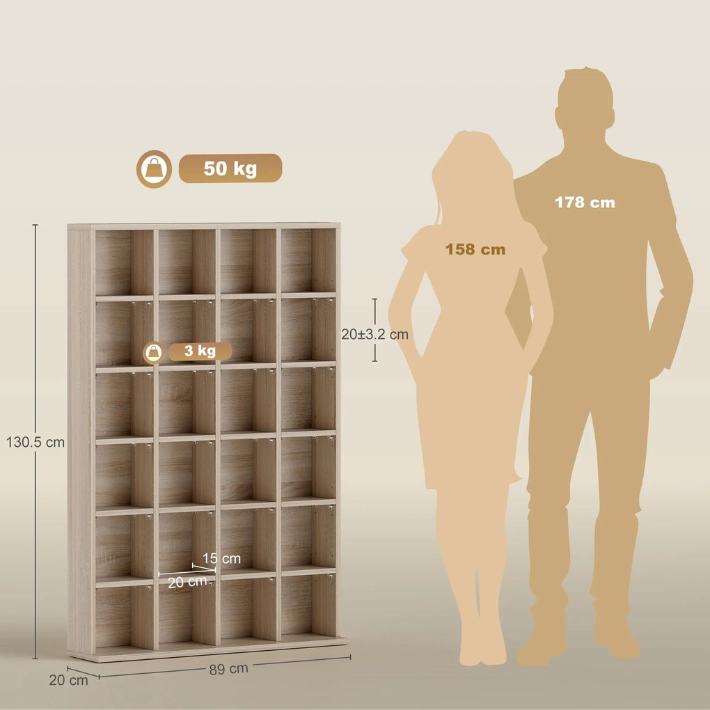 Homcom Mobila Biblioteca de Perete 24 Compartimente Inaltime Reglabila | Aosom Romania