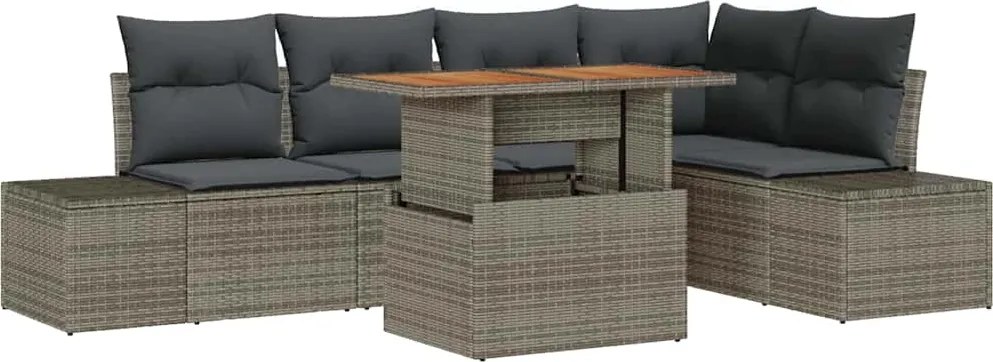 vidaXL Set de canapele pentru grădină 6 pcs Gri Rattan poli