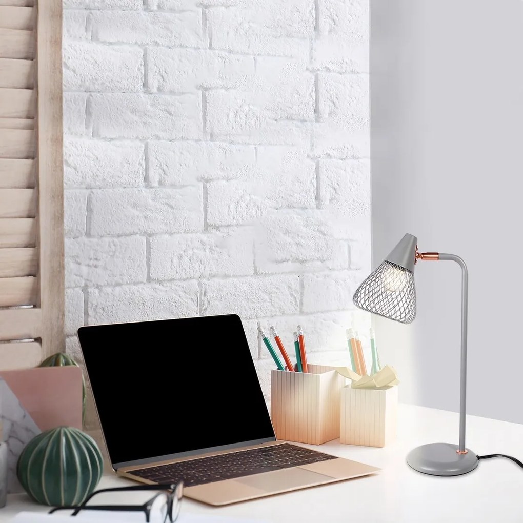 Veioza, lampa de masa design industrial Fanny gri