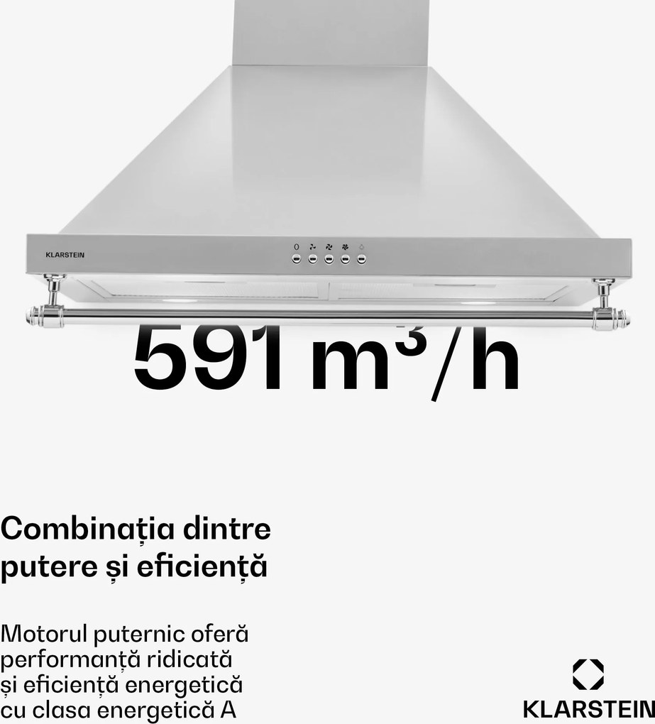 Klarstein Montblanc 60, hotă, 610m³/h. 165W, 2x1,5W, LED, bandă