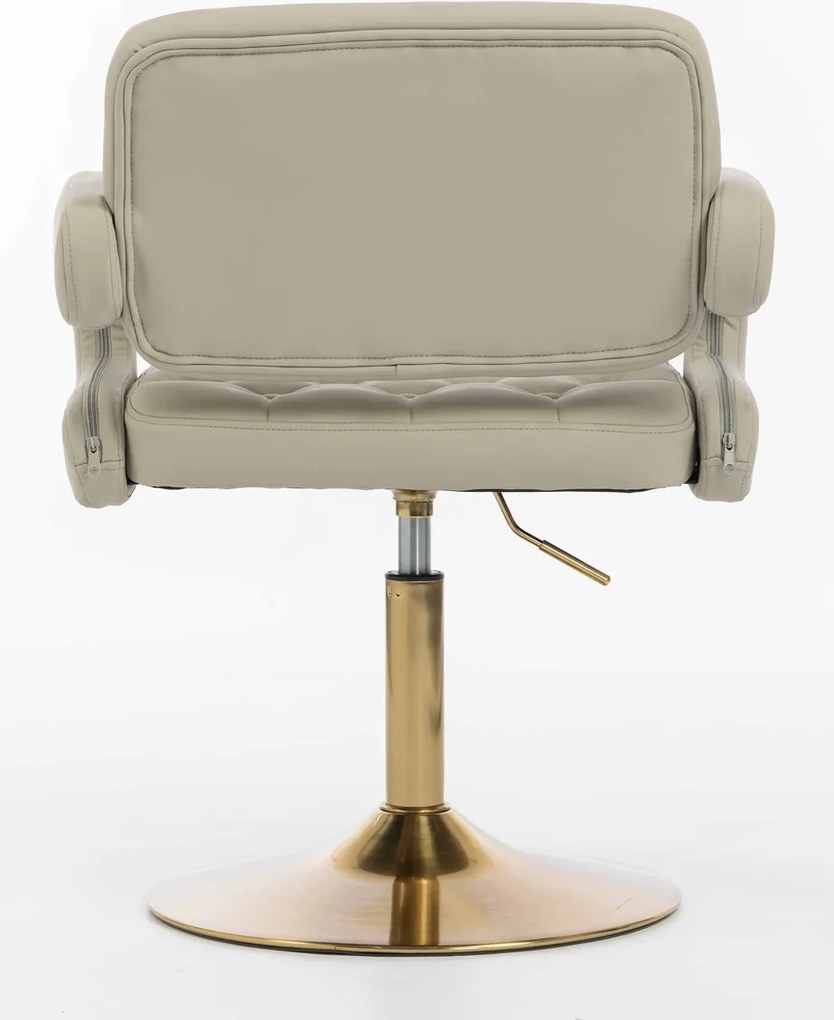 HR8403N Scaun Ecru Piele Ecologica Premium Soft cu Bază Aurie