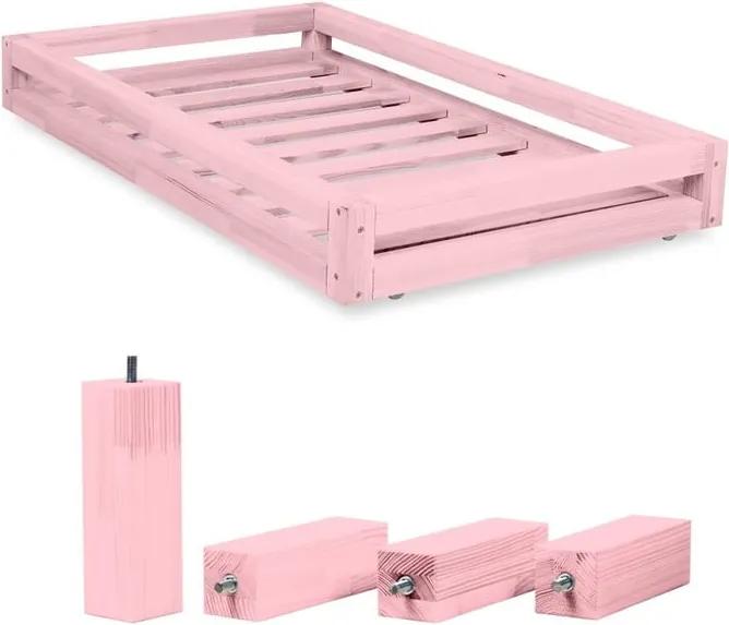 Set sertar pentru pat și 4 picioare înălțătoare, pentru patul Benlemi 80 x 200 cm, roz
