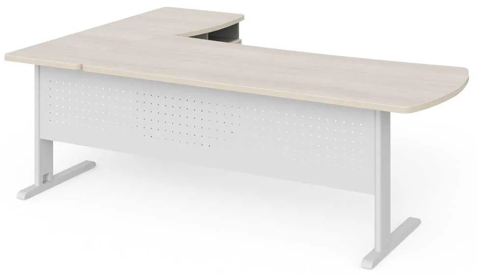 Statie de lucru de colt Manager 220 x 160 cm, dreapta, salcâm deschis / gri