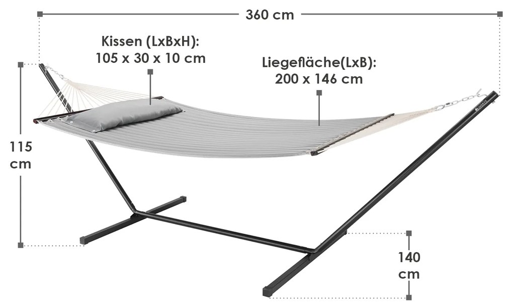 Scaun balansoar 360 x 120 x 115 cm - gri deschis