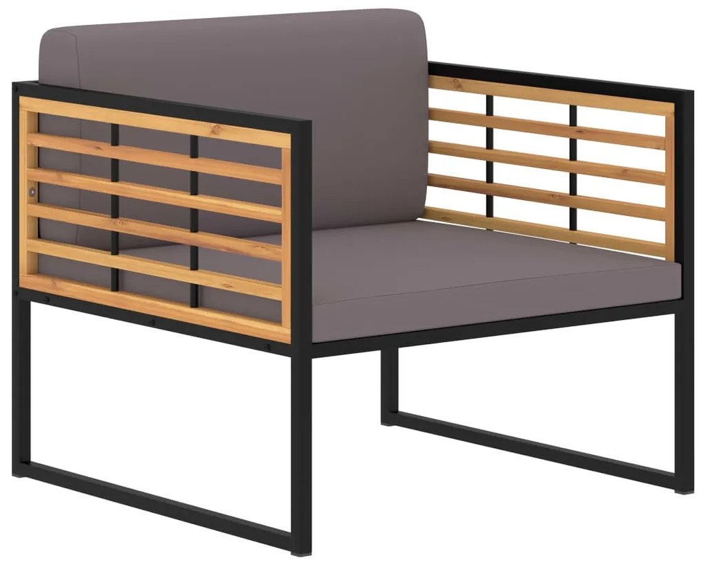 vidaXL Scaune grădină cu perne 2 buc. gri închis lemn masiv de acacia