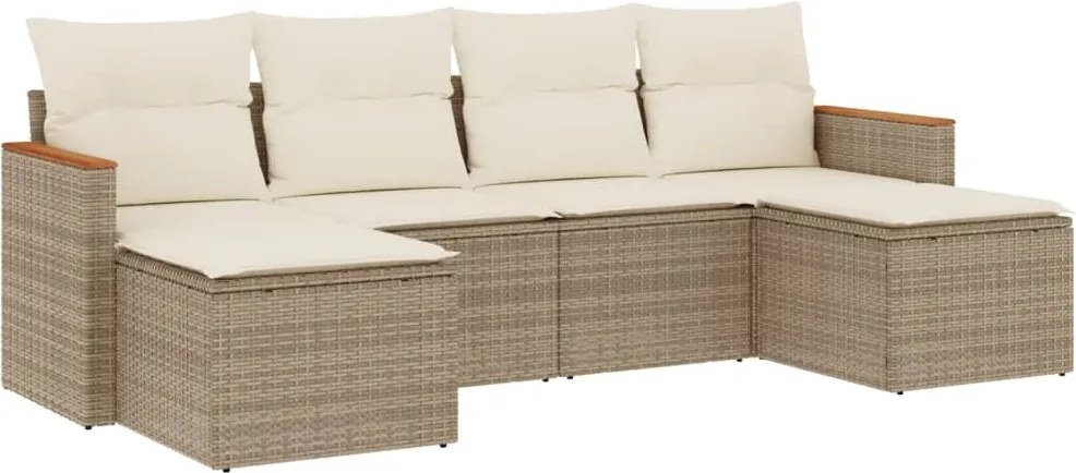 vidaXL Set canapele de grădină cu perne, 6 piese, bej, poliratan