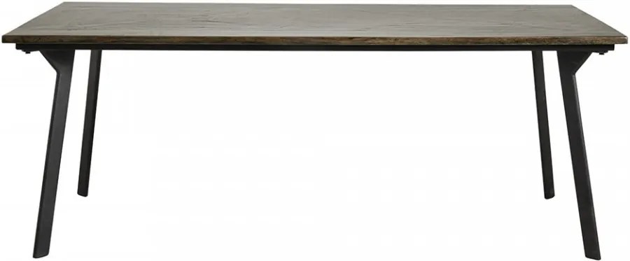 Masa dining maro din lemn si fier 90x200 cm Chestnut Nordal