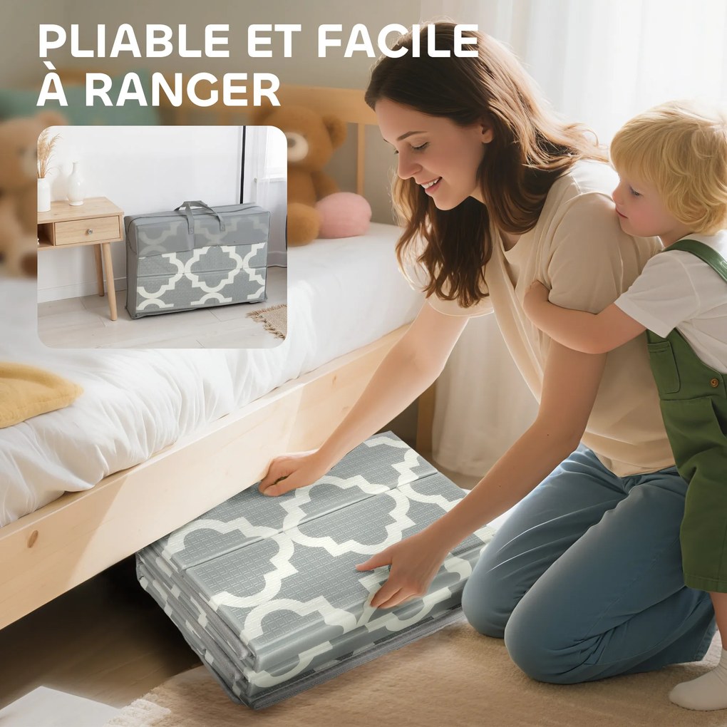 AIYAPLAY Covoraș de joacă pentru bebeluși pliabil și reversibil, covoraș de podea din spumă gros, 202 x 180,5 x 1 cm, multicolor | Aosom Romania