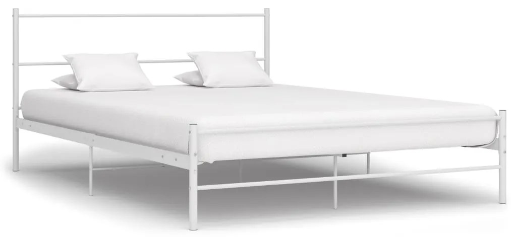 vidaXL Cadru de pat, alb, 140 x 200 cm, metal