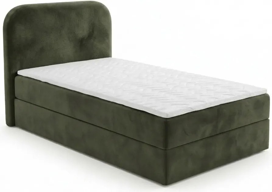 Pat tapitat boxspring FORENA 90x200 cm verde inchis Saltea: Saltea cu arcuri Bonell